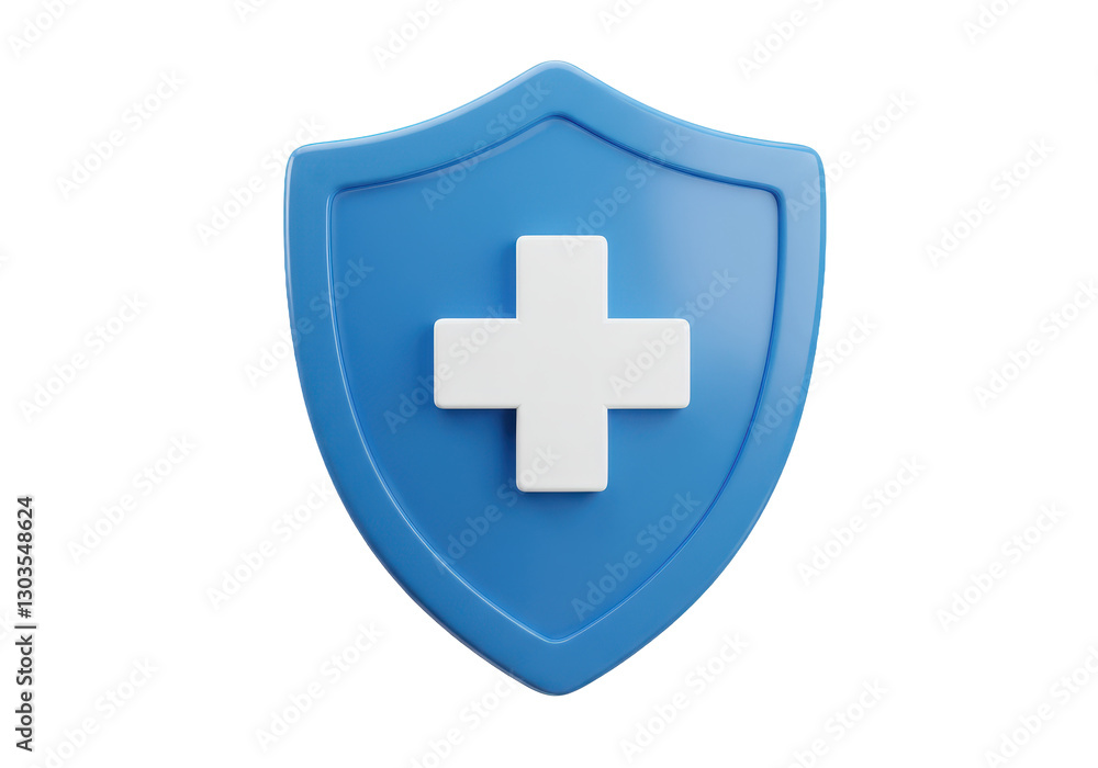 Poster a 3d render blue shield with a glossy smooth surface isolated on transparent background
