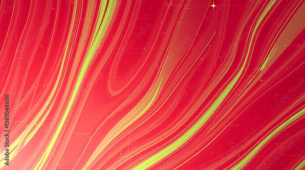 Poster abstract swirls: a captivating abstract featuring dynamic swirls of vibrant red and yellow-green hue