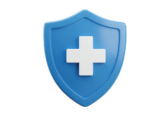 Fototapeta premium A 3D render blue shield with a glossy smooth surface isolated on transparent background