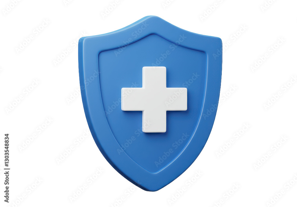 Poster a 3d render blue shield with a glossy smooth surface isolated on transparent background