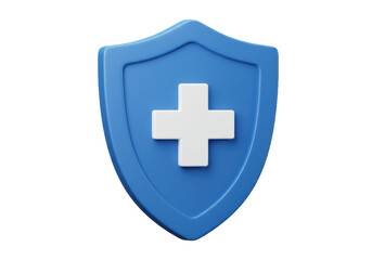 Fototapeta premium A 3D render blue shield with a glossy smooth surface isolated on transparent background