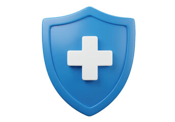 Fototapeta premium A 3D render blue shield with a glossy smooth surface isolated on transparent background