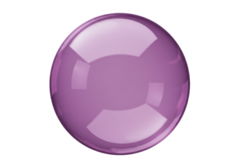 A transparent purple bubble with a smooth glossy surface isolated on transparent background