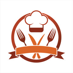 Chef Hat and Crossed Cutlery Icon for Food Business Logos