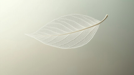Delicate white leaf skeleton on soft neutral background