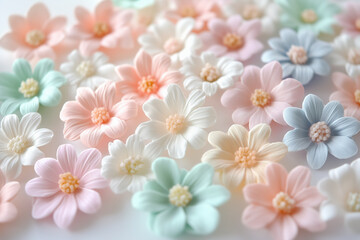 A detailed close-up of small retro flowers emphasizing cottage-core aesthetics against white background.