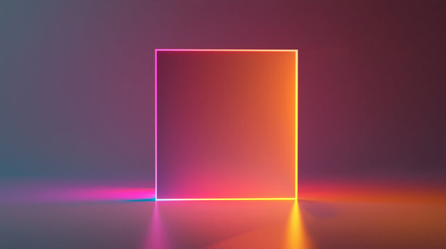 Abstract Neon Square with Colorful Lighting
