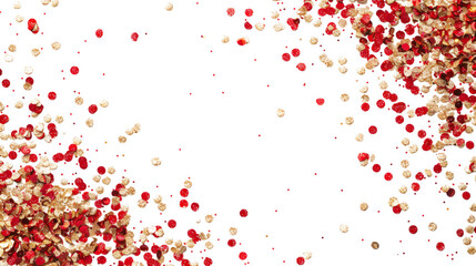 Red and gold glitter border frame isolated on white