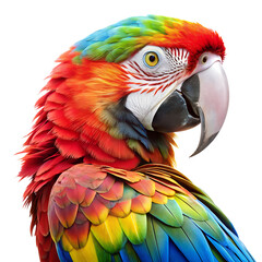 Fototapeta premium A colorful macaw with detailed feathers isolated on transparent background.