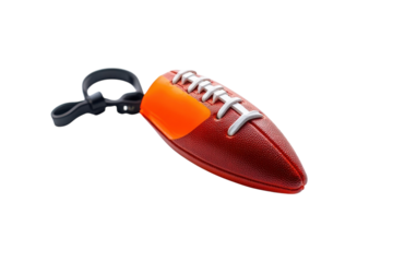 A vibrant keychain shaped like a football showcasing playful design and bright colors against white isolated on transparent background