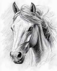 Intricate Pencil Sketch of a Horse Capturing Grace and Detail.