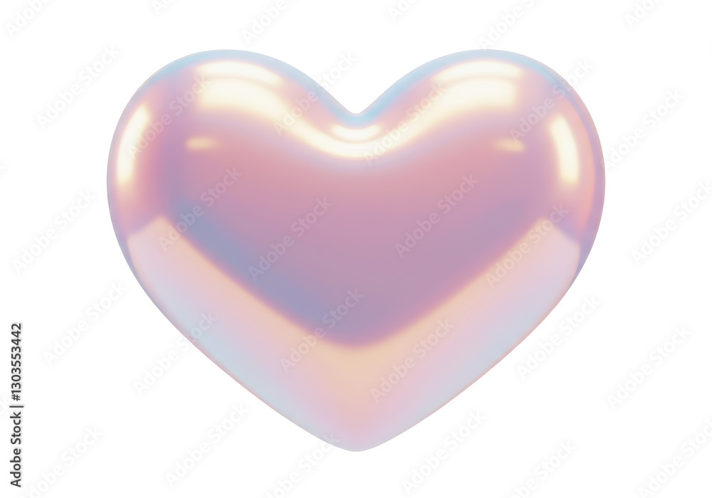 Poster a 3d render glossy iridescent heart with a smooth reflective surface isolated on transparent backgro