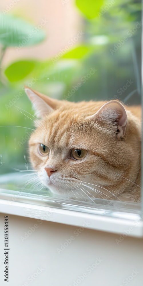 Poster a cat sitting inside a transparent box that is only visible through its reflection can be quite a me