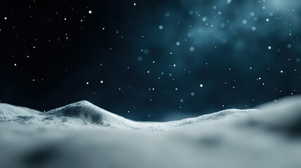 Naklejka premium Night sky with snow on the ground and stars shining brightly above