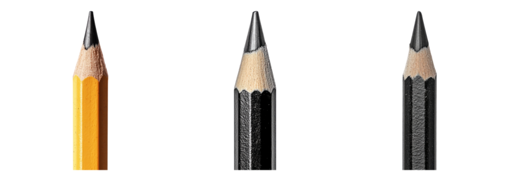 Varied Pencil Tips in Close-Up for Artistic and Creative Projects, PNG bundle collection, Isolated on Transparent Background