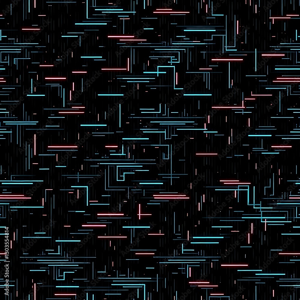 Poster cybernetic grid: an intricate digital grid of interconnected lines in varying colors against a dark 