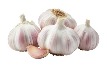 Obraz premium Fresh garlic isolated on transparent PNG background.