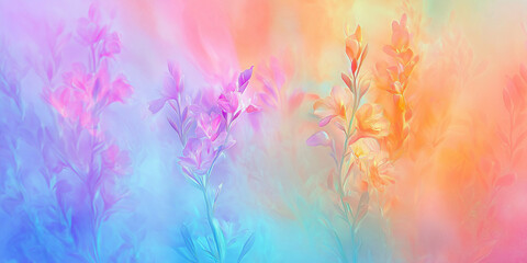 Obraz premium Vibrant pastel graceful easy airy magic flower botanical banner. Beautiful nature spring summer background for cosmetics, spa, perfume, beauty salon, florist shop.