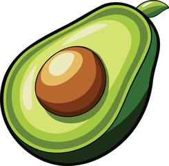 Cartoon Illustration of a Fresh Avocado Half