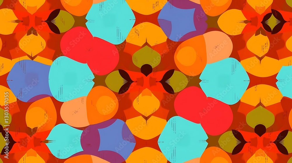 Poster abstract kaleidoscope pattern: vibrant and intricate kaleidoscope pattern composed of colorful geome