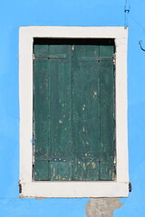 Typical renaissance window in Burano, Italy