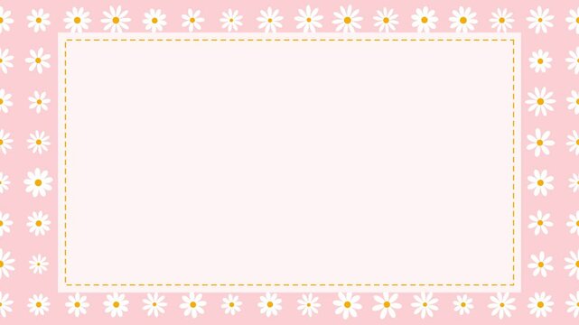 frame and spring daisy flowers pattern on pink background animation, nature springtime copy space cosmetics and beauty social motion media design element