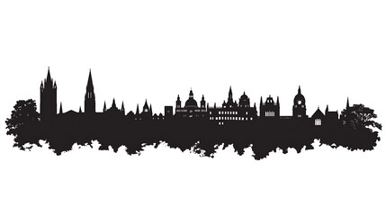 Fototapeta premium City Skyline Silhouette of Buildings on White