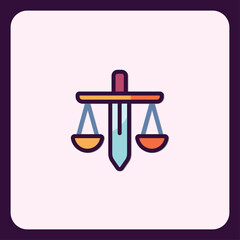 Colorful Icon of Scales of Justice Symbolizing Legal and Ethical Balance