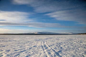 Winter landscape in the very north of Sweden, Kiruna, Lapland
