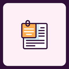 Fototapeta premium Stylized icon of layered documents and pinned note for organization, task management