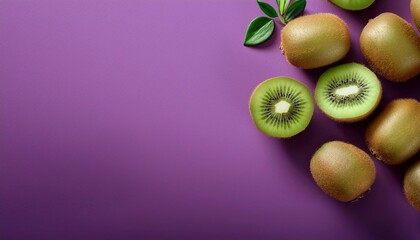 Obraz premium kiwi on bright background with space for text top view