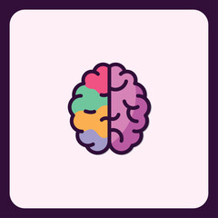 Creative Brainstorming Icon with Colorful Cerebral Hemispheres Depiction