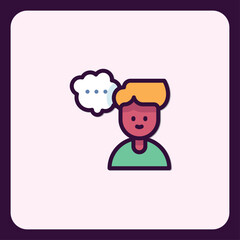 Minimalist icon illustration representing thought, idea, and communication