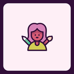 Creative Girl with Pencil and Brush Icon for Artistic Projects and Designs