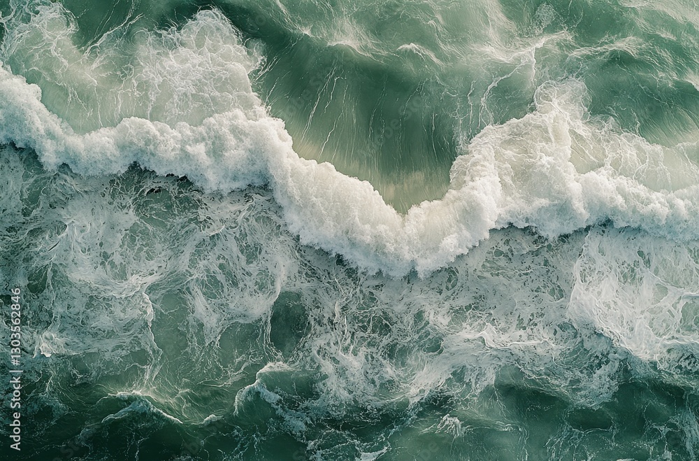 Poster serene waves gently breaking on the ocean surface capturing the beauty of nature with textured foam 