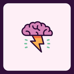 Brainstorming Power: Conceptual Icon of Creativity and Intense Thinking
