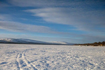 Winter landscape in the very north of Sweden, Kiruna, Lapland