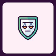 Elegant depiction of justice scales, shield, law icon in light background