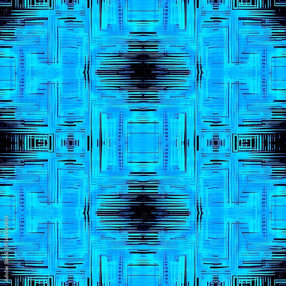 Aufkleber electric symmetry: a mesmerizing digital art piece showcasing an intricate symmetrical pattern in vi