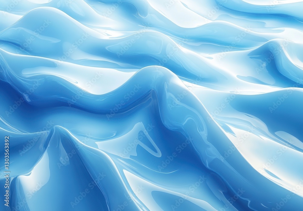 Poster smooth and shimmering blue waves textured surface with fluid patterns for creative backgrounds and d