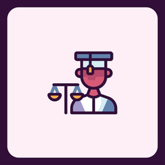 Modern Advocate Icon Depicting Justice and Legal Representation with Scales