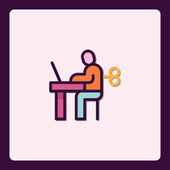 Automated workflow concept symbolized by a wind-up figure at a desk icon