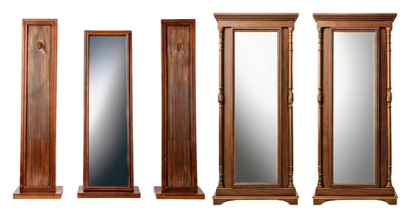 Various Elegant Full-Length Mirrors Showcasing Unique Designs, PNG bundle collection, Isolated on Transparent Background