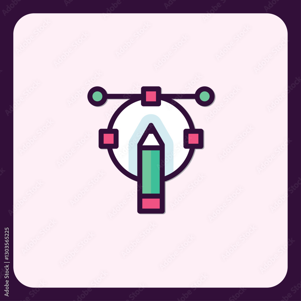 Poster modern flat design vector path tool icon with smooth curves and squares