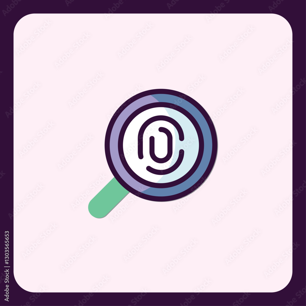Poster abstract fingerprint search icon: digital identity verification and analysis