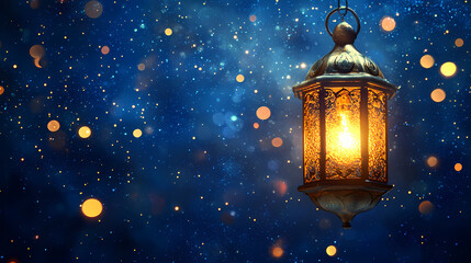 Captivating abstract blue sparkling particle background for creative design. Light - Lantern. Illustration
