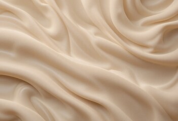 Obraz premium Soft Beige Fabric Waves. Gentle Undulation. Silky Texture Creates Depth. Top View Shows Smoothness. Perfect For Fashion Designs. Great For Minimalist Aesthetic Concepts.