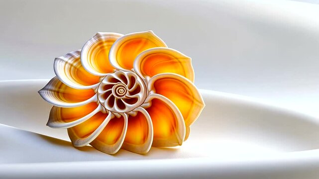 A beautifully crafted shell resembling a flower, resting on soft fabric, showcasing intricate details