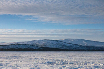 Winter landscape in the very north of Sweden, Kiruna, Lapland