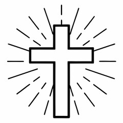 a simple Christian cross radiating light. The cross is a symbol of faith, hope, and salvation vector illustration